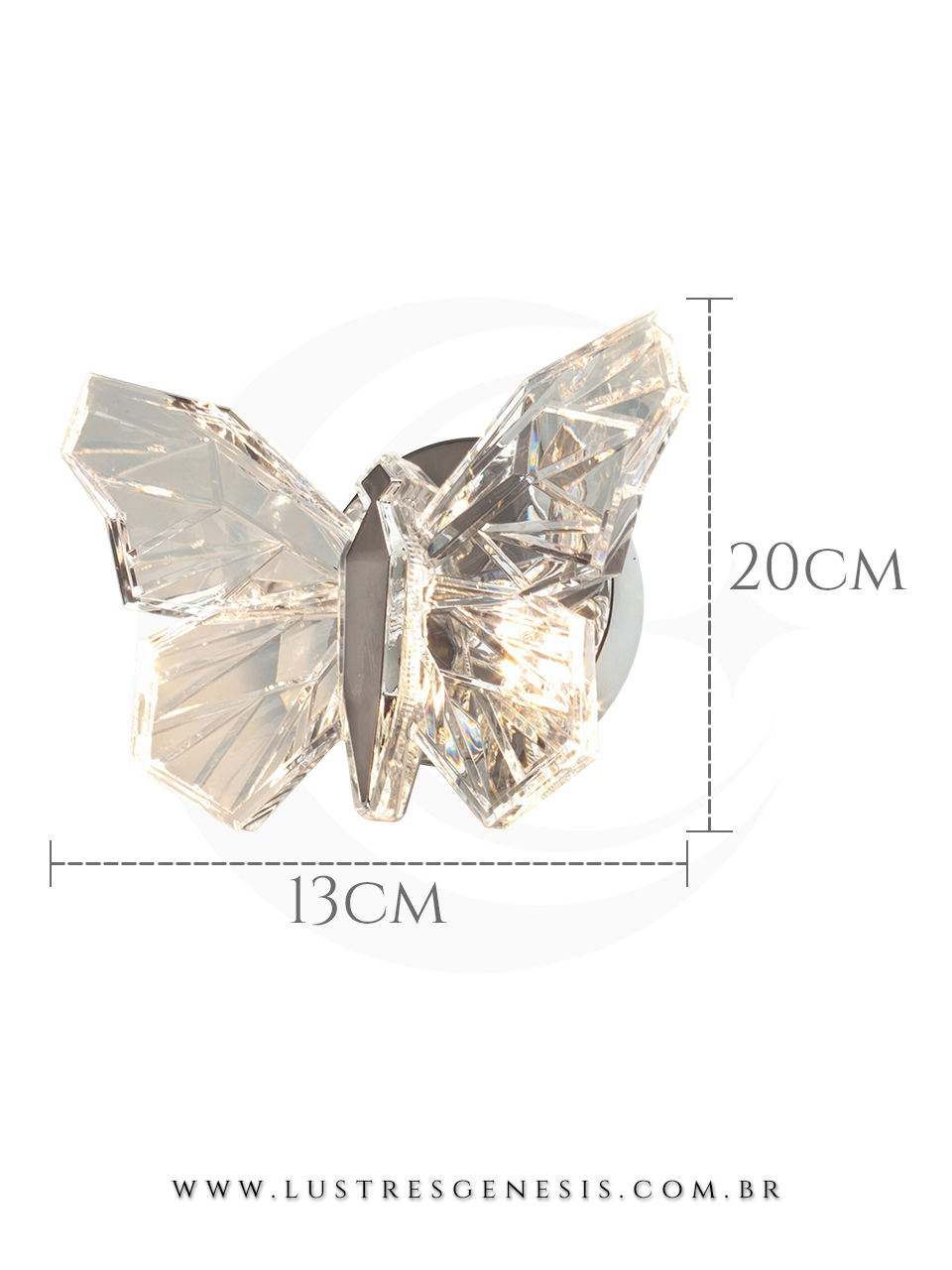 Arandela Borboleta Led Metal Dourado Acrilico DCB02204 8W 3000K Bivolt 20x14cm, Sala de Estar, Quarto, Lavabo, Cabeceira de Cama